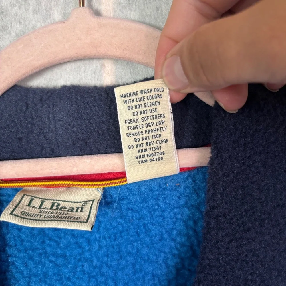 LL Bean Fleece Robe Men Large Blue Colorblock Belted Loungewear